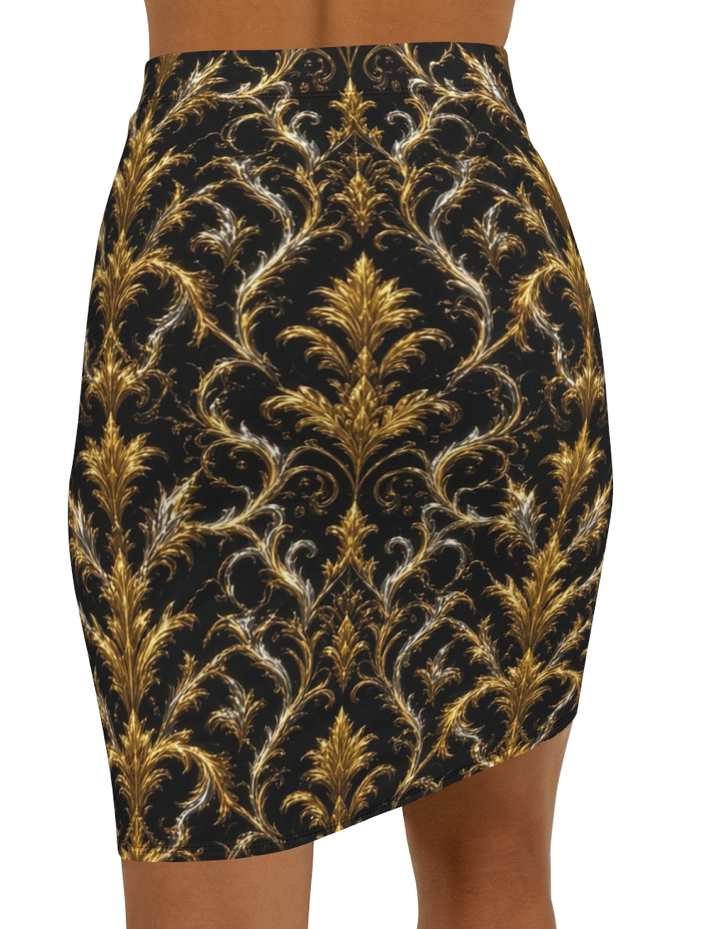 Baroque Gold Damask Pencil Skirt | Coastal 1776