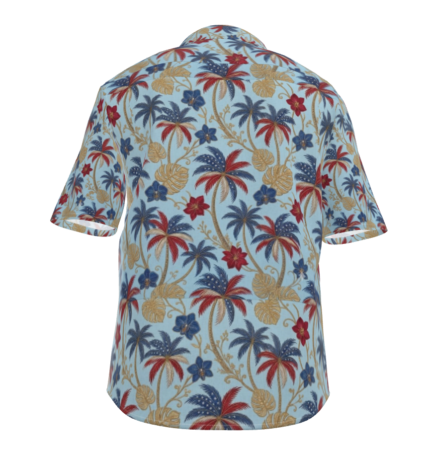 1776 Patriotic Palm Linen Resort Shirt