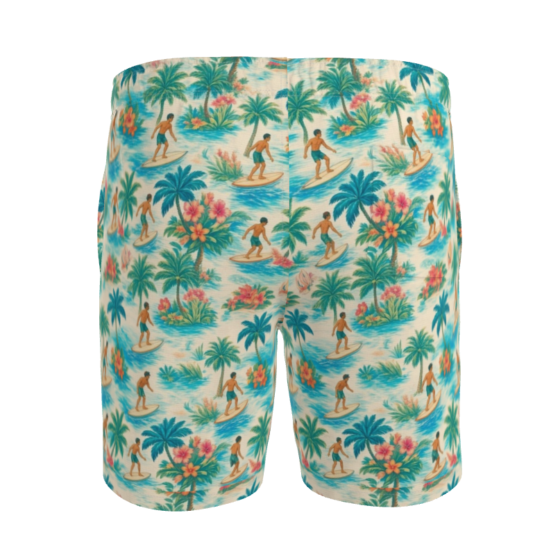Coastal Aloha Vintage Surfer Swim Trunks