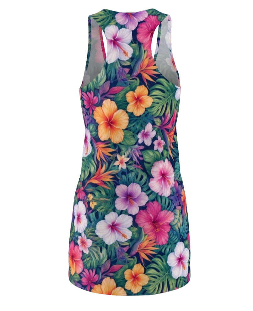 Tropical Hibiscus Floral Racerback Sundress | Luxury Resortwear