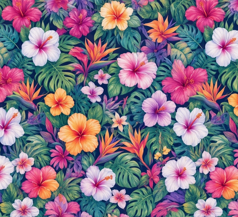 Tropical Hibiscus Floral Racerback Sundress | Luxury Resortwear