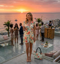 1776 Coastal Floral Wrap Tea Dress