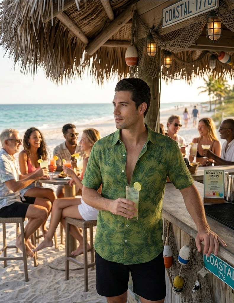 Coastal 1776 Sage Palm 100% Linen Resort Shirt