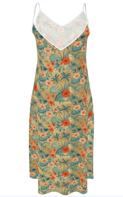 Tropical Champagne Pure Silk Slip Dress | Coastal 1776