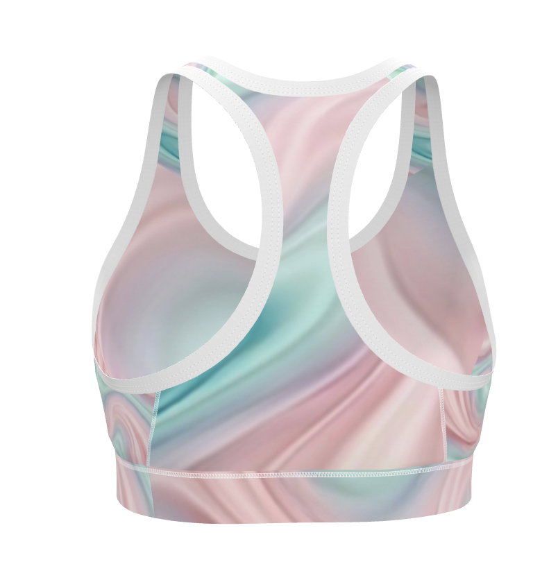 Coastal 1776 Pastel Marble High-Performance Sports Bra