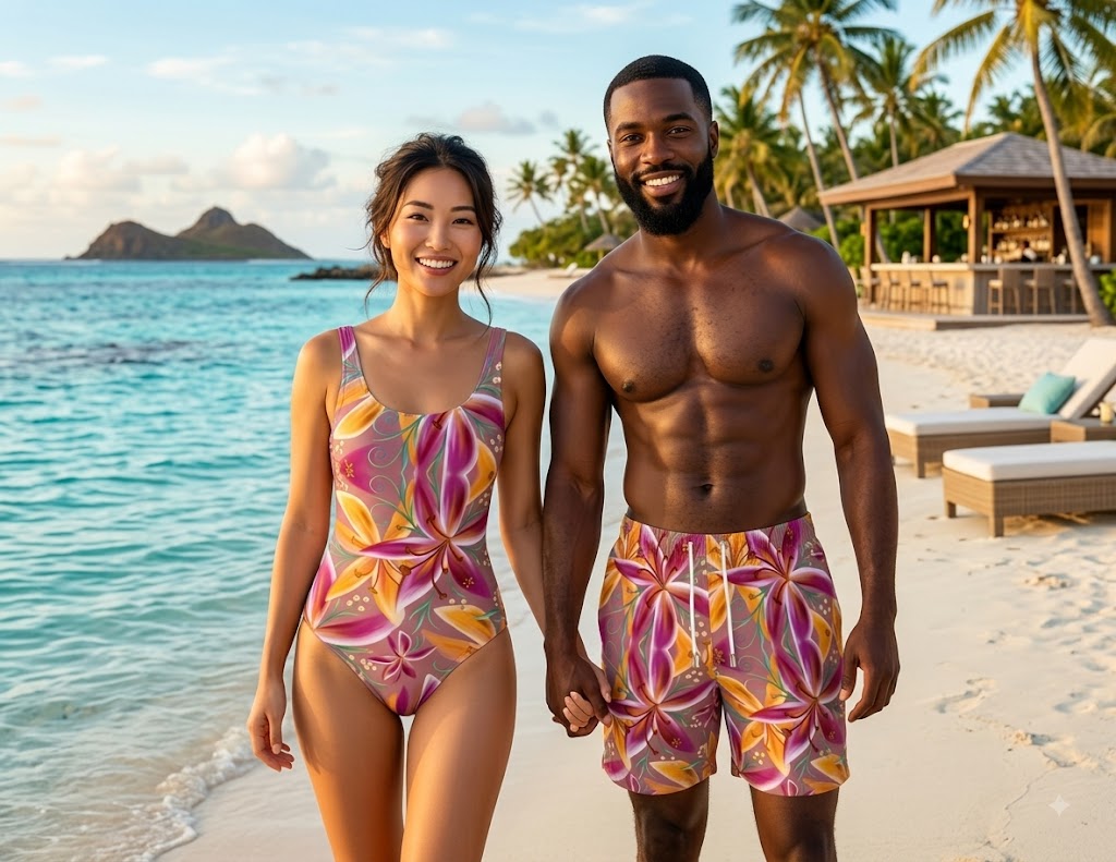 Maldives Floral Men's Swim Trunks