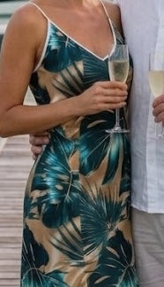 Coastal 1776 Tropical Palm Long Slip Dress