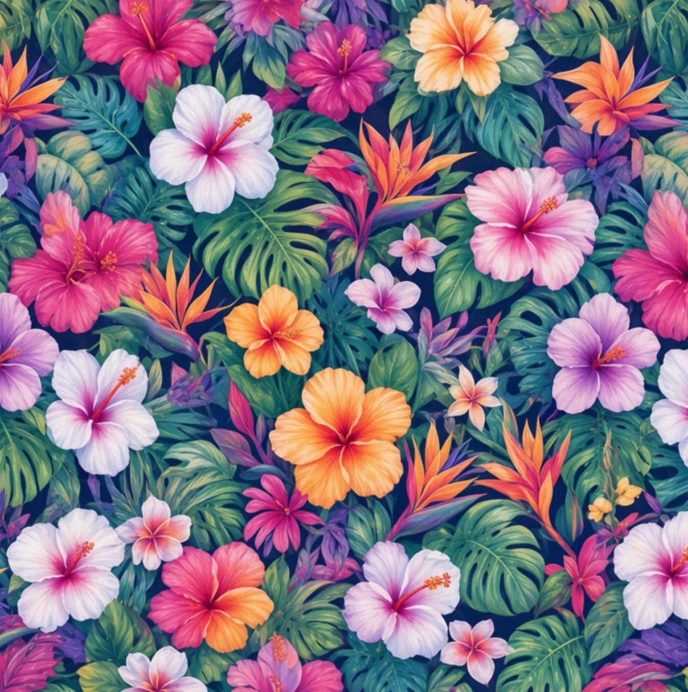 Coastal 1776 Tropical Hibiscus Floral High-Waisted Skater Skirt