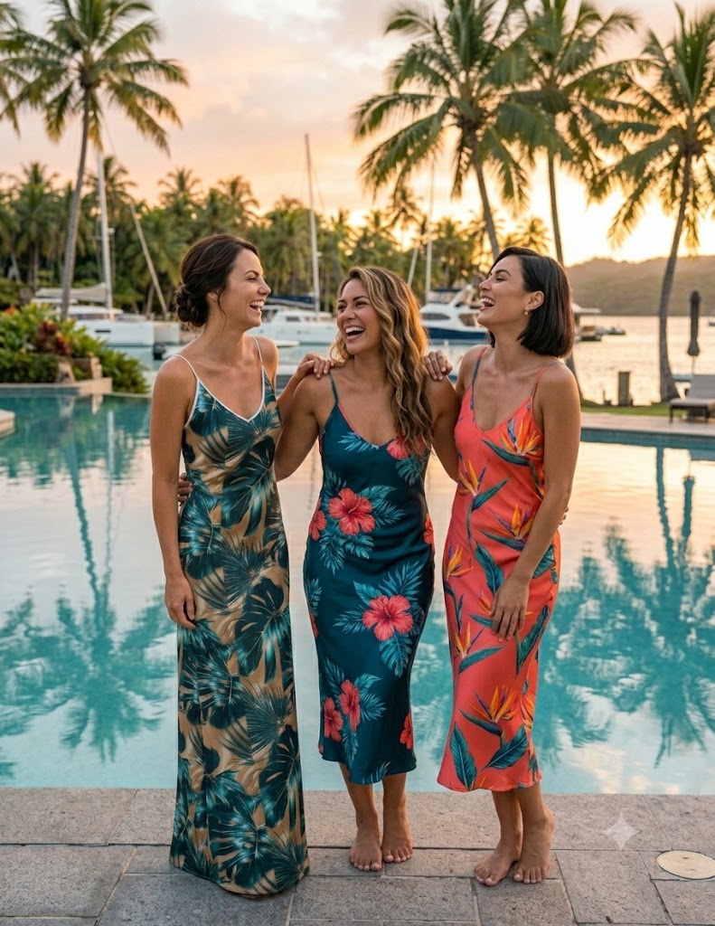 Coastal 1776 Tropical Palm Long Slip Dress