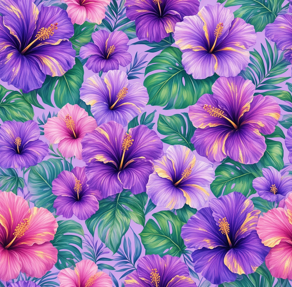 Coastal 1776 Purple Hibiscus Tropical Racerback Dress