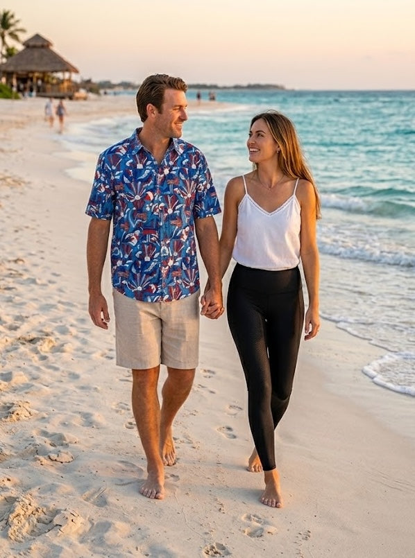 Patriotic Heritage Linen Short-Sleeve Button-Up Shirt