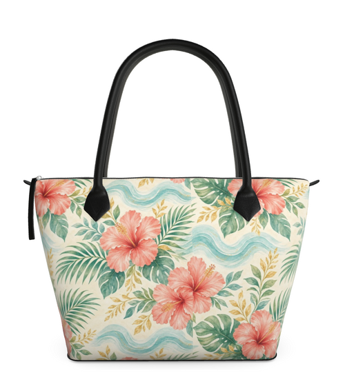 1776 Coastal Floral Nappa Leather Tote Bag