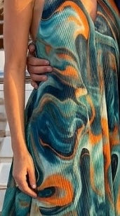 The St. Barths Fluid Marble Halter Top Maxi Dress