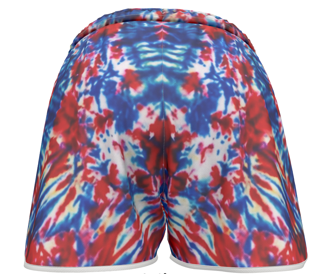 Red, White & Blue Tie-Dye Performance Running Shorts Coastal 1776