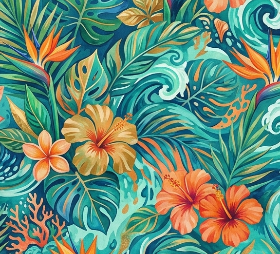 Tropical Print Silk Sensation Midi Skirt