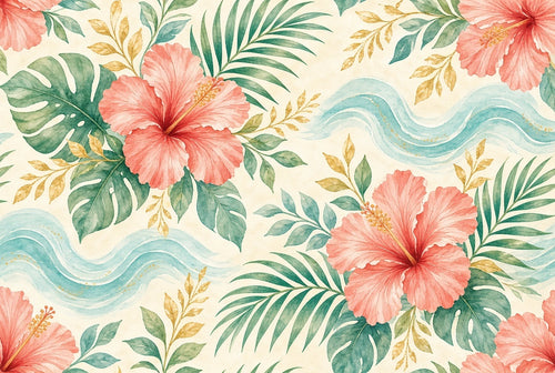 1776 Coastal Floral Wrap Tea Dress