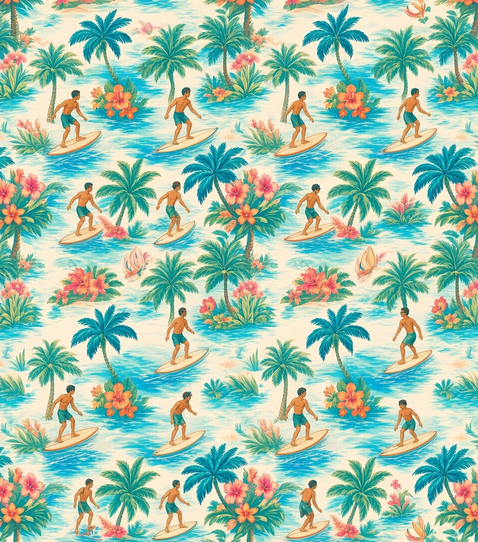 Coastal Aloha Vintage Surfer Swim Trunks