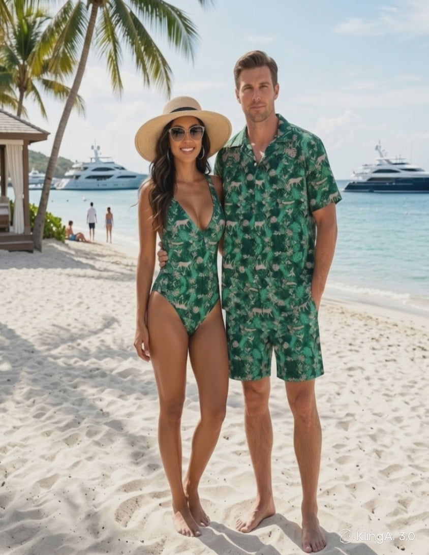 Men's Coastal 1776 Emerald Jungle 2-Piece Cabana Set