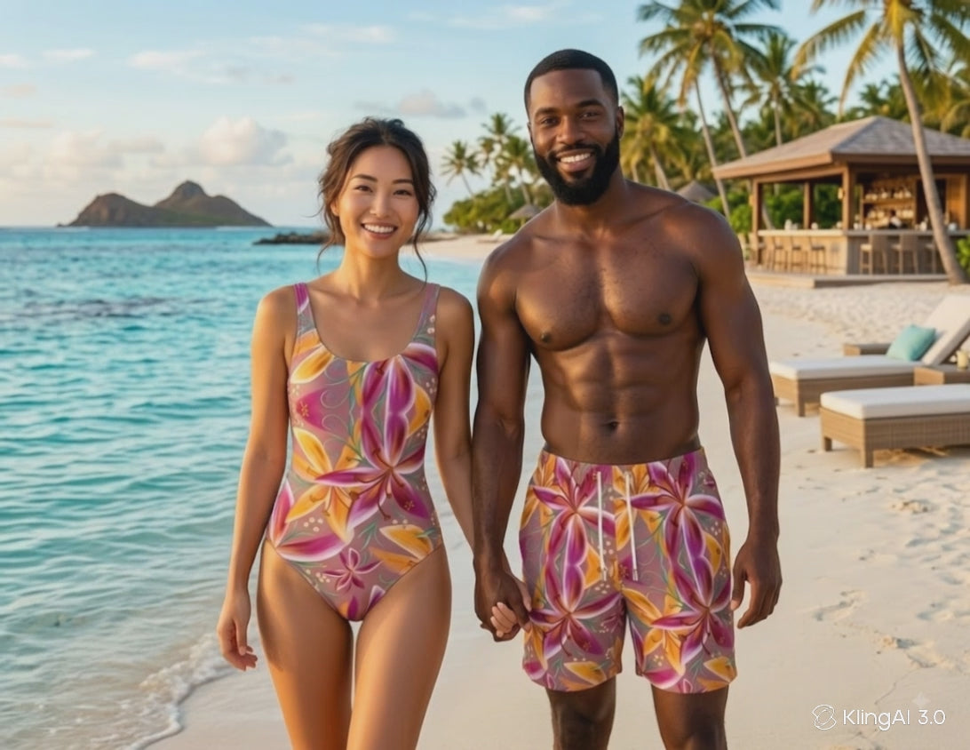 Maldives Floral Men's Swim Trunks
