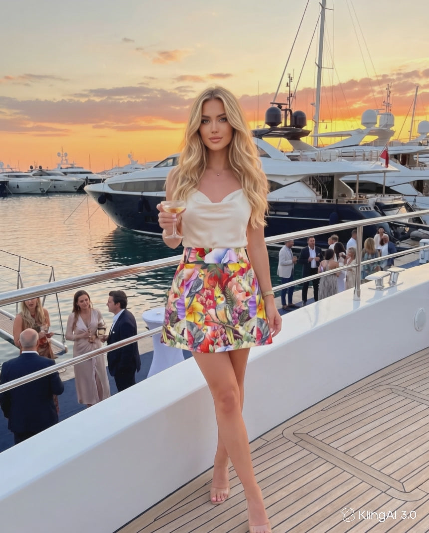 Coastal 1776 Botanical Flared Mini Skirt