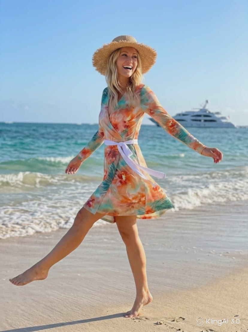 Royal Orchid Palm Beach Wrap Dress